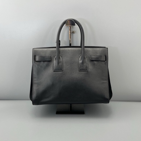 97新 二手YSL風琴手提包中號黑色/33*23*16cm