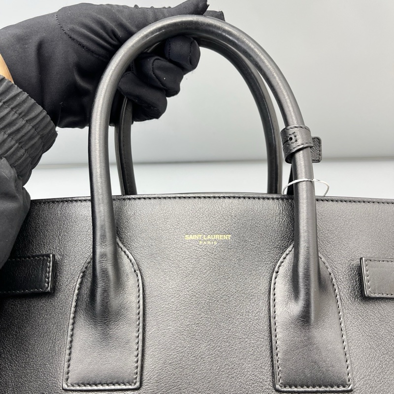 97新 二手YSL風琴手提包中號黑色/33*23*16cm-3