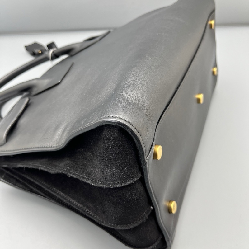 97新 二手YSL風琴手提包中號黑色/33*23*16cm-5