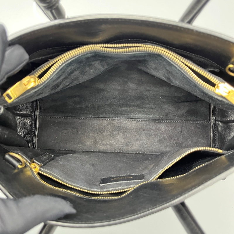 97新 二手YSL風琴手提包中號黑色/33*23*16cm-6