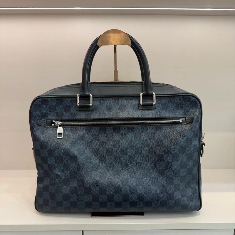 LV 路易威登 經典藍棋盤格公文包 手提單肩斜挎包 拉鍊內外都有隔層 年輕活力 百搭又耐用 容量超大-1