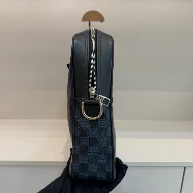 LV 路易威登 經典藍棋盤格公文包 手提單肩斜挎包 拉鍊內外都有隔層 年輕活力 百搭又耐用 容量超大-3