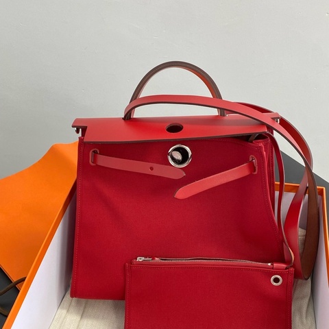 98新Hermes/愛馬仕 Herbag31紅色銀扣Y刻