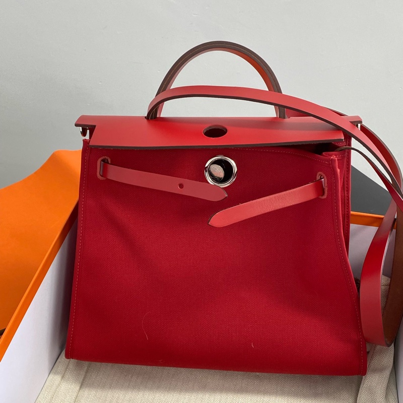 98新Hermes/愛馬仕 Herbag31紅色銀扣Y刻-1