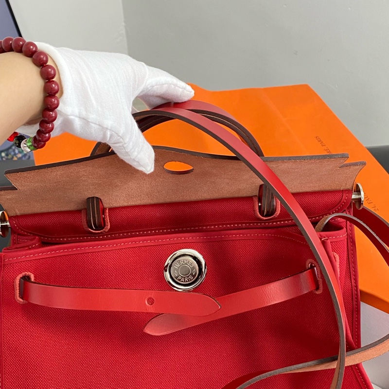98新Hermes/愛馬仕 Herbag31紅色銀扣Y刻-5