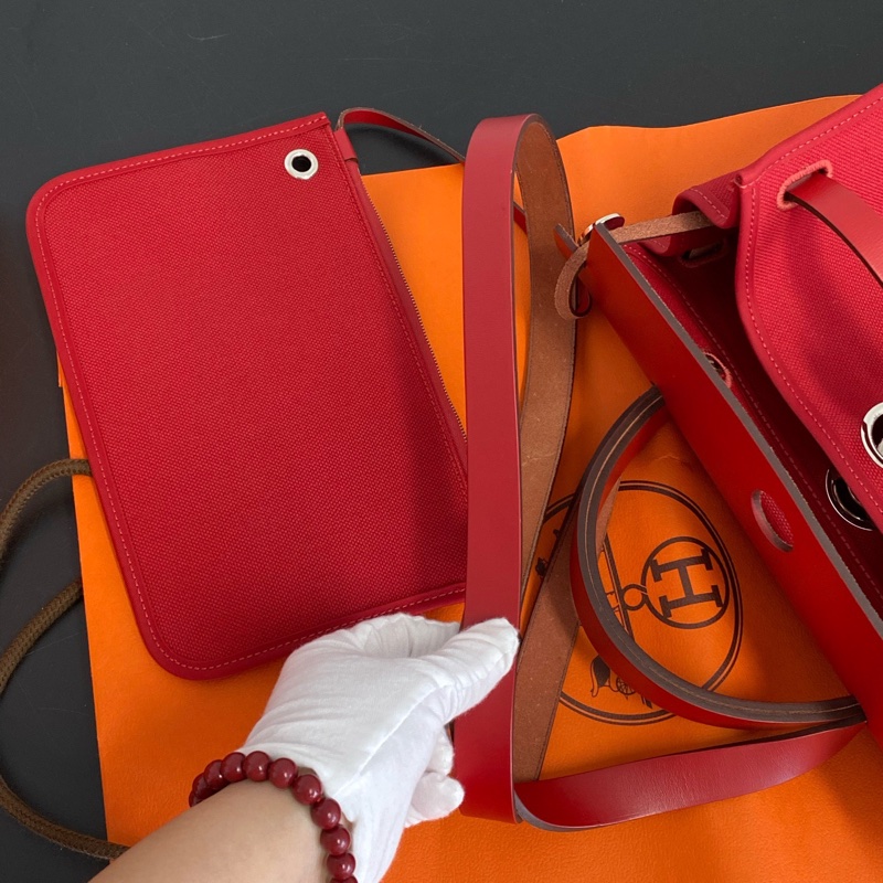 98新Hermes/愛馬仕 Herbag31紅色銀扣Y刻-7