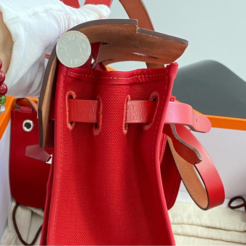 98新Hermes/愛馬仕 Herbag31紅色銀扣Y刻-8