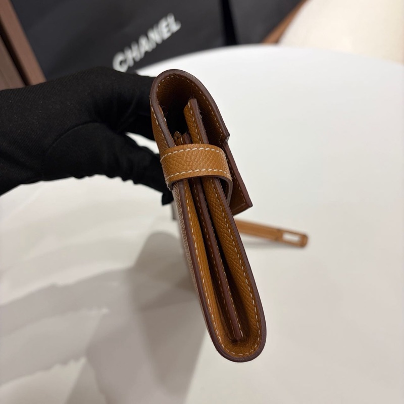 🌈Hermes🧡Kelly wallet長銀包🧡金棕銀扣🧡99新🌈Epsom皮🌟stamp X🌟-5