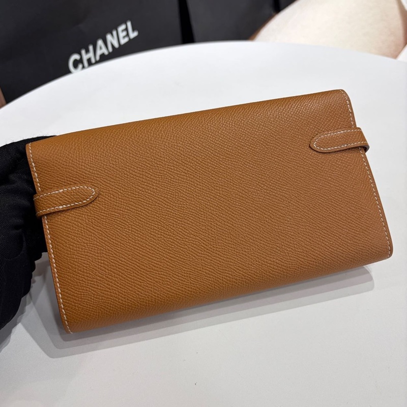 🌈Hermes🧡Kelly wallet長銀包🧡金棕銀扣🧡99新🌈Epsom皮🌟stamp X🌟-7