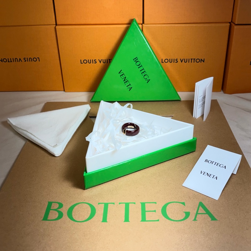 🎁全新盒裝 BV Bottega Veneta 葆蝶家 925純銀 咖啡色 琺瑯 戒指-2