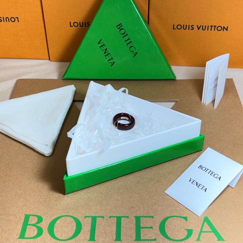 🎁全新盒裝 BV Bottega Veneta 葆蝶家 925純銀 咖啡色 琺瑯 戒指-7