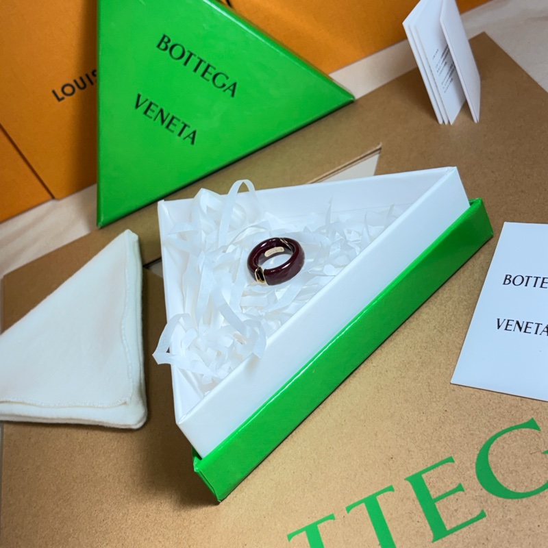 🎁全新盒裝 BV Bottega Veneta 葆蝶家 925純銀 咖啡色 琺瑯 戒指-8