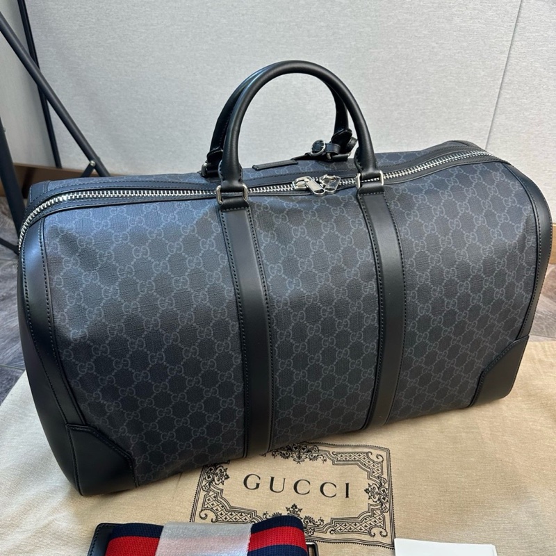 全新❤️Gucci 古馳 雙G logo旅行袋 手提單肩斜挎包 搭配紅藍織帶 時尚大容量 日常健身旅行-1