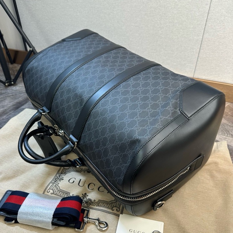 全新❤️Gucci 古馳 雙G logo旅行袋 手提單肩斜挎包 搭配紅藍織帶 時尚大容量 日常健身旅行-4