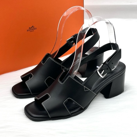 99新 ❤️Hermes/愛馬仕 Elbe漫畫線H高跟涼鞋 37碼