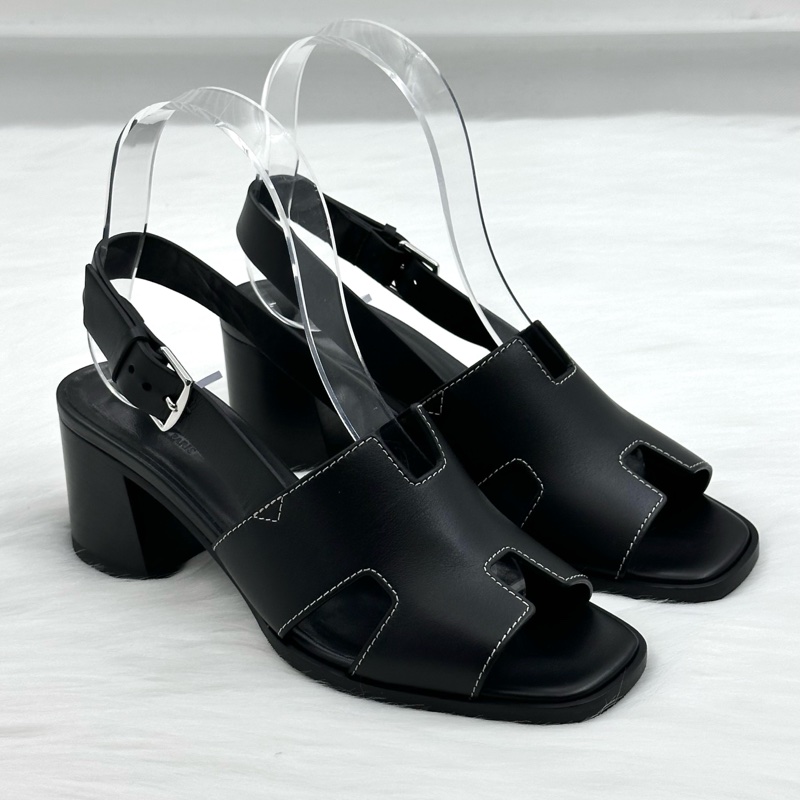 99新 ❤️Hermes/愛馬仕 Elbe漫畫線H高跟涼鞋 37碼-3