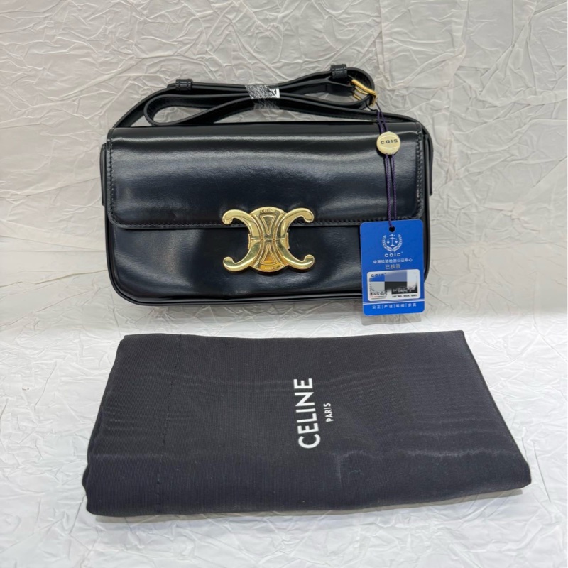 98新❤️赛琳Celine凯旋门全皮腋下包黑色-0