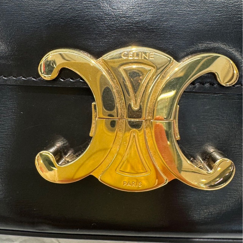 98新❤️赛琳Celine凯旋门全皮腋下包黑色-6