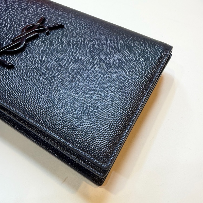 YSL 聖羅蘭 魚子醬kate 底長24cm 黑色手拿包-4