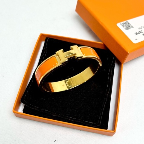 Hermes愛馬仕橘色clic H琺瑯手鐲