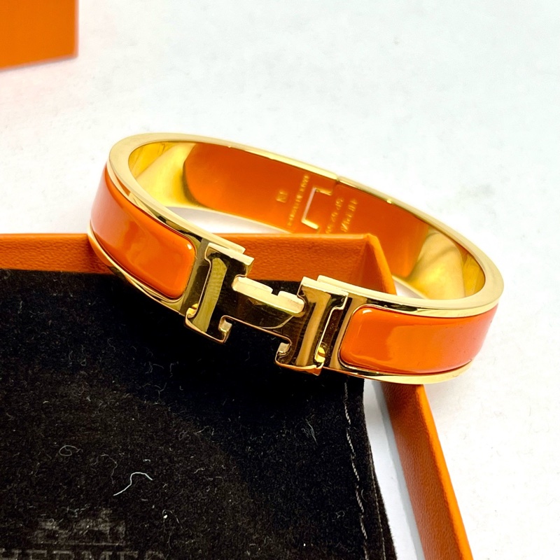 Hermes愛馬仕橘色clic H琺瑯手鐲-1