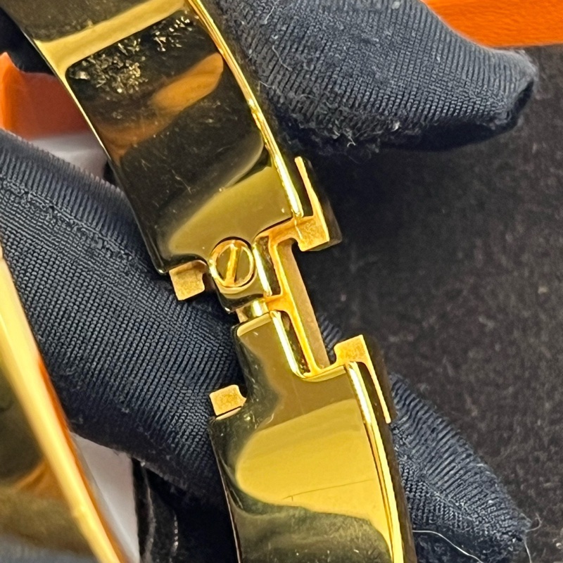 Hermes愛馬仕橘色clic H琺瑯手鐲-3