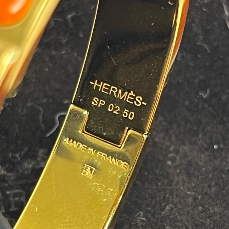 Hermes愛馬仕橘色clic H琺瑯手鐲-9