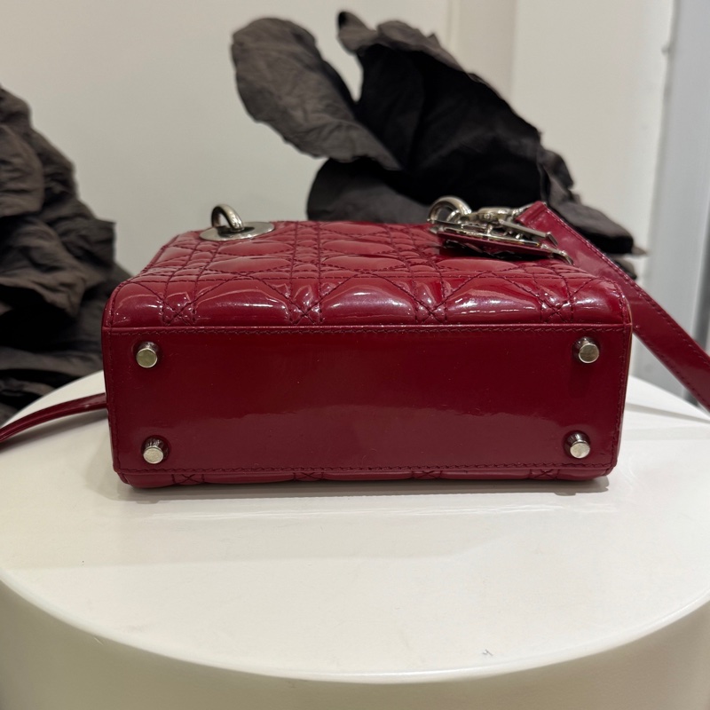 dior/迪奧 戴妃包紅色漆皮三格 13年.-6