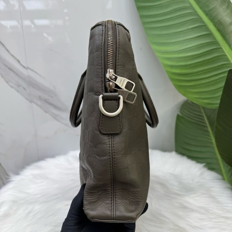 LV路易威登/Louis Vuitton深灰色棋盤格公文包手提包單肩斜挎包 編碼15 經典棋盤格壓紋 尺寸37x7x27cm-1