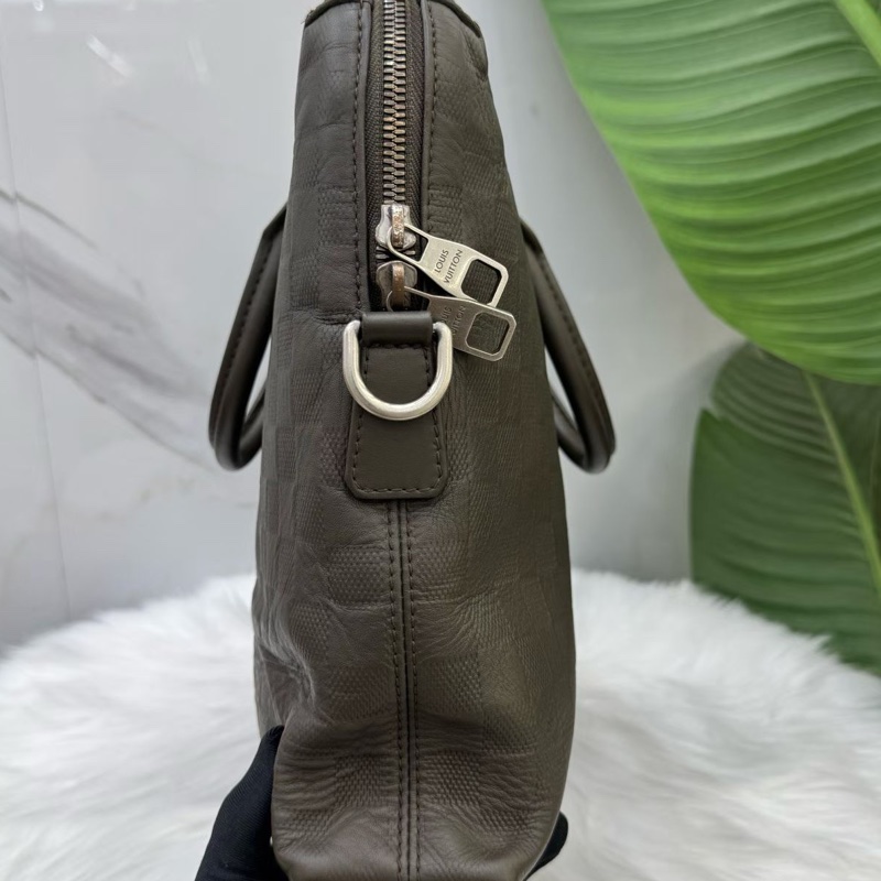 LV路易威登/Louis Vuitton深灰色棋盤格公文包手提包單肩斜挎包 編碼15 經典棋盤格壓紋 尺寸37x7x27cm-5