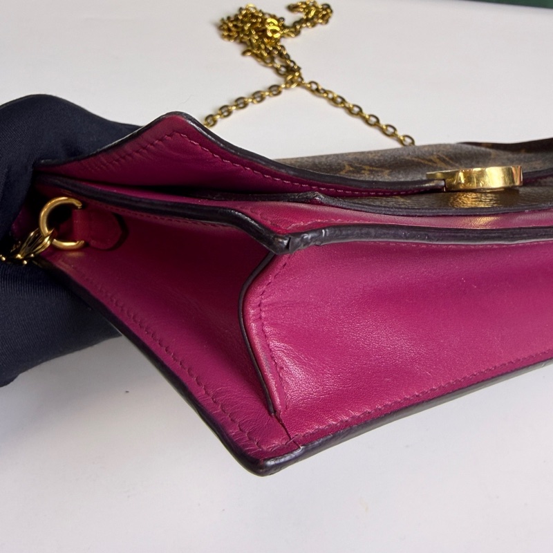 98新❤️LV/路易威登 Flore小花WOC鏈條包，經典老花拼玫紅，鏈條肩帶都在，內里乾淨-6