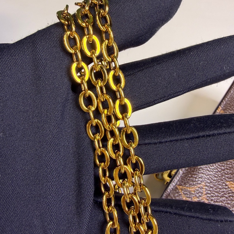 98新❤️LV/路易威登 Flore小花WOC鏈條包，經典老花拼玫紅，鏈條肩帶都在，內里乾淨-8