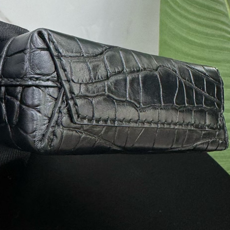 98新Balenciaga巴黎世家黑色鰐魚壓紋mini托特包手提斜挎包 黑色鰐魚 尺寸12.5x4x18cm-4