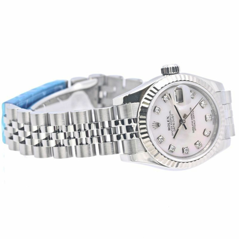 勞力士 Datejust 10P 鑲鑽白色珍珠貝母女士腕錶 179174NG 18K 金 x 不鏽鋼 40297-6