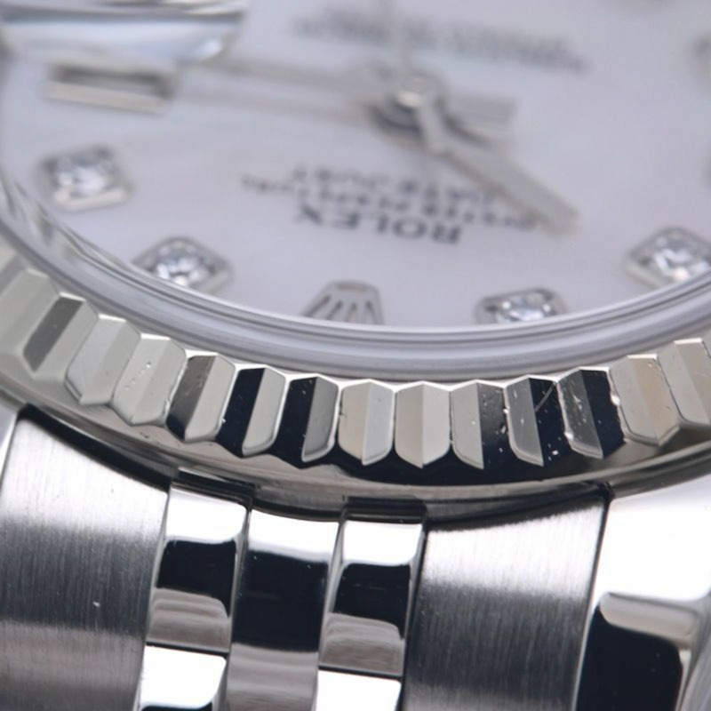 勞力士 Datejust 10P 鑲鑽白色珍珠貝母女士腕錶 179174NG 18K 金 x 不鏽鋼 40297-13