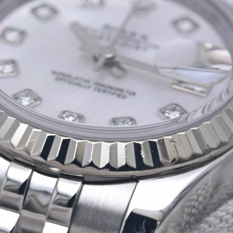 勞力士 Datejust 10P 鑲鑽白色珍珠貝母女士腕錶 179174NG 18K 金 x 不鏽鋼 40297-15