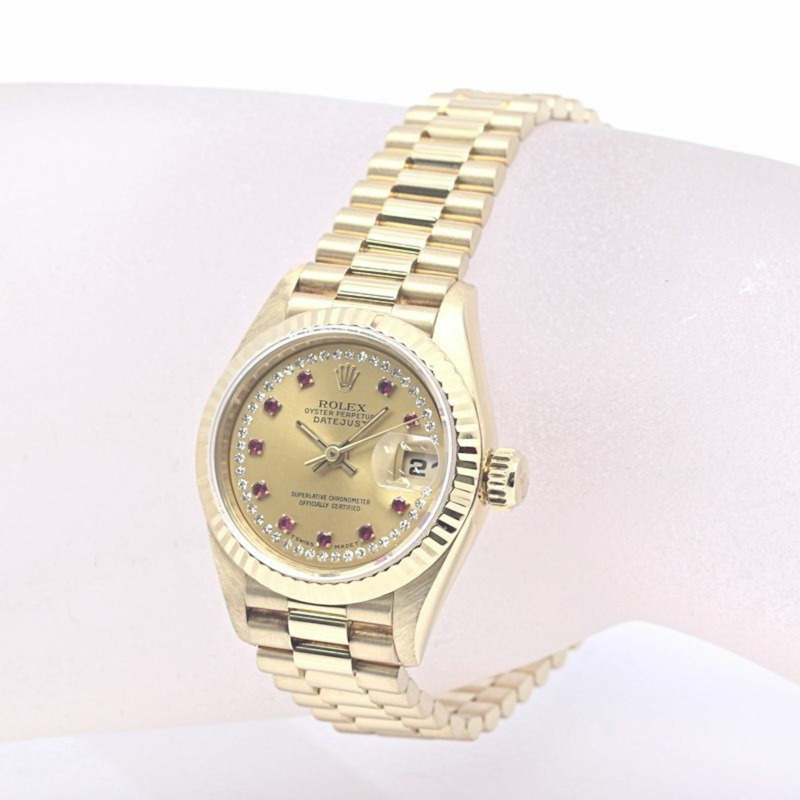 Rolex Datejust Millyard 鑽石紅寶石 69178LR 女士腕錶 18K 黃金 40294-2