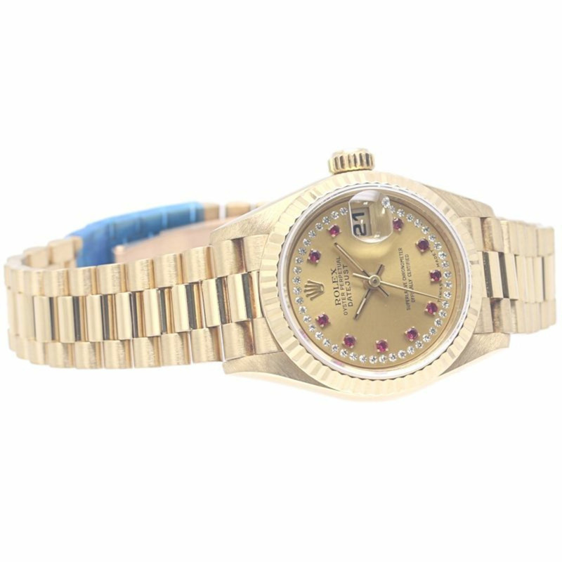 Rolex Datejust Millyard 鑽石紅寶石 69178LR 女士腕錶 18K 黃金 40294-6