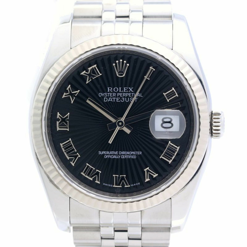 勞力士 Datejust 黑色旭日紋 116234 男士腕錶 18K 白金 x 不鏽鋼 40293-1