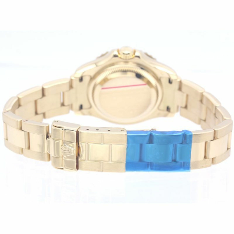 勞力士遊艇名仕型 8P 鑲鑽 3P 藍寶石白殼 69628NGS 女士腕錶 18K 黃金 40292-4