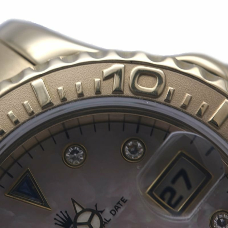 勞力士遊艇名仕型 8P 鑲鑽 3P 藍寶石白殼 69628NGS 女士腕錶 18K 黃金 40292-13