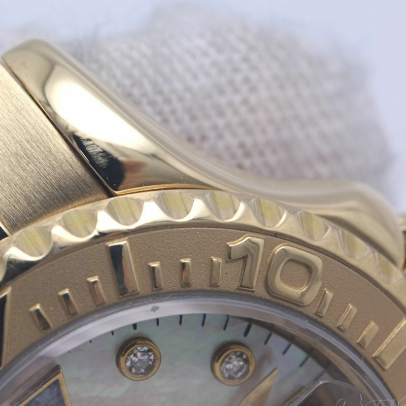 勞力士遊艇名仕型 8P 鑲鑽 3P 藍寶石白殼 69628NGS 女士腕錶 18K 黃金 40292-18