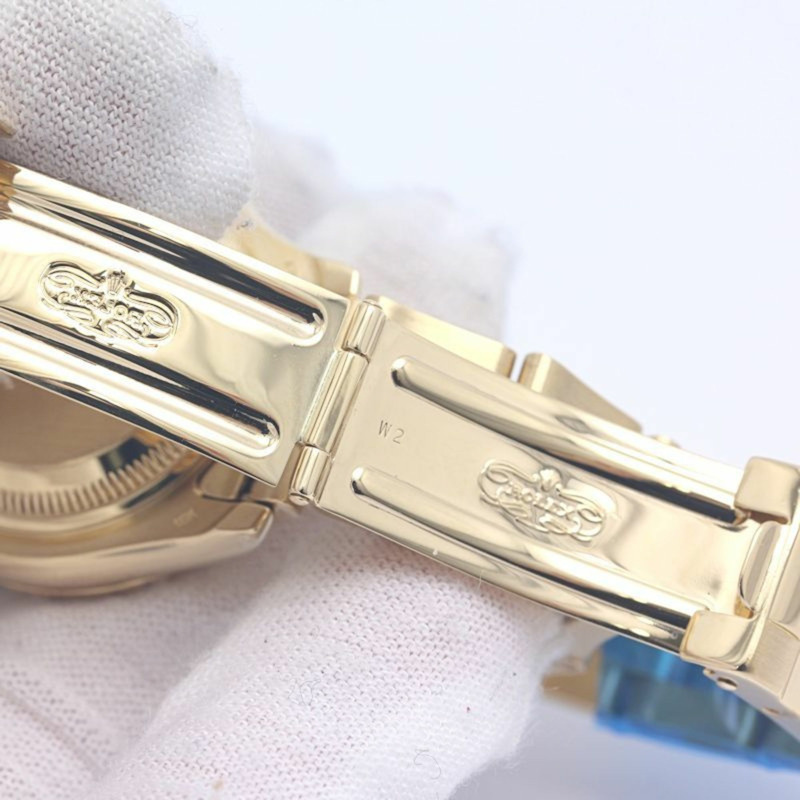 勞力士遊艇名仕型 8P 鑲鑽 3P 藍寶石白殼 69628NGS 女士腕錶 18K 黃金 40292-28