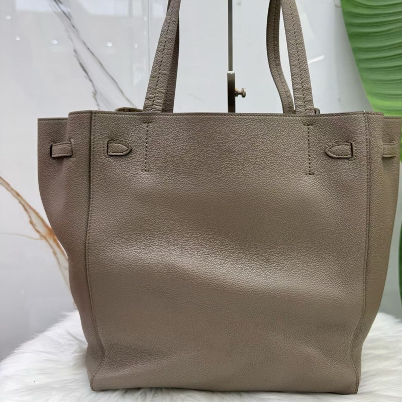 98新CELINE賽琳 Cabas Phantom灰褐色手提托特Tote單肩包 兩側抽繩設計 尺寸27x17x31cm-1