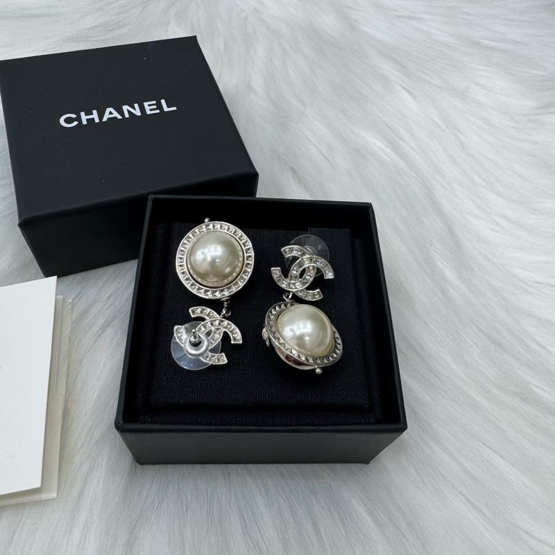 Chanel香奈兒雙C珍珠耳環 滿鑽雙C 圓環滿鑽鑲嵌珍珠吊墜-2