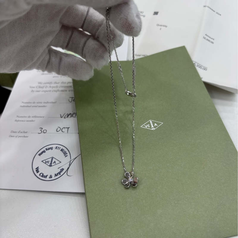 VCA 白金frivole mini三葉草項鍊 24年大全套-3