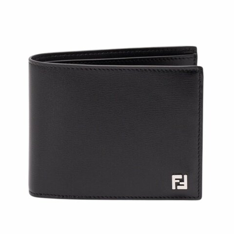 【FENDI 芬迪】FF Squared Bifold 雙折 小牛皮 零錢袋 卡夾 皮夾 短夾 黑色 7M0001AVV6F0GXN
