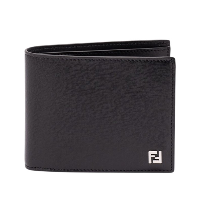 【FENDI 芬迪】FF Squared Bifold 雙折 小牛皮 零錢袋 卡夾 皮夾 短夾 黑色 7M0001AVV6F0GXN-0
