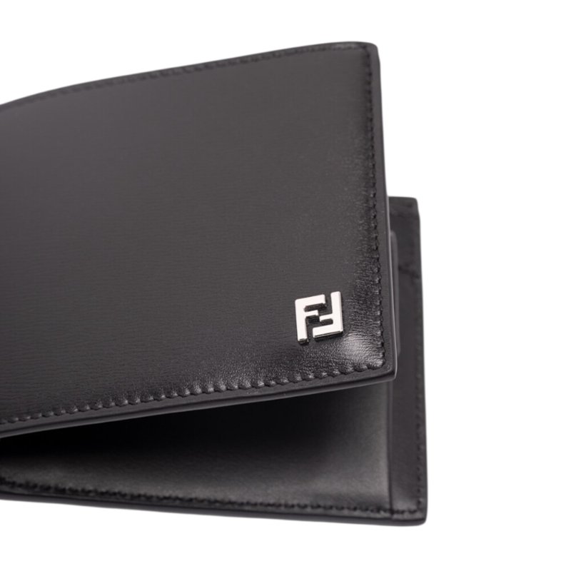 【FENDI 芬迪】FF Squared Bifold 雙折 小牛皮 零錢袋 卡夾 皮夾 短夾 黑色 7M0001AVV6F0GXN-2