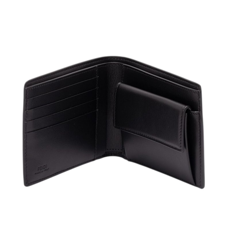 【FENDI 芬迪】FF Squared Bifold 雙折 小牛皮 零錢袋 卡夾 皮夾 短夾 黑色 7M0001AVV6F0GXN-3